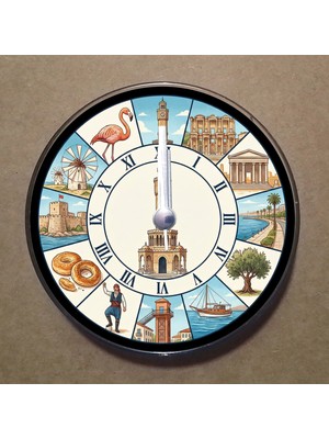 Bsb Izmir Temalı Magnet Saat Buzdolabı Süsü Duvar Saati 10,5cm MS1037
