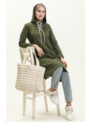 Bağcıklı Sweatshirt 3030-05 Haki