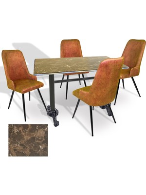 Dockers Çipa - Çırağan Mutfak Masa Takımı - 80X120 (Werzalit, Wermodin ve Allzalit Tabla) - (Karacabey Mermer - Kiremit)