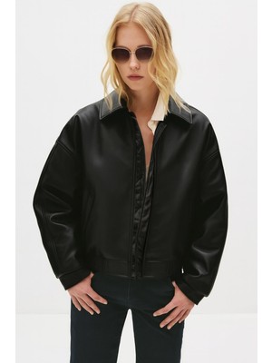 Delpino Oversize Kadın Deri Ceket