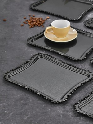 Tasarım Evi 6 Adet Dekoratif Kahve Sunum Tepsisi Mika Kristal Tepsi