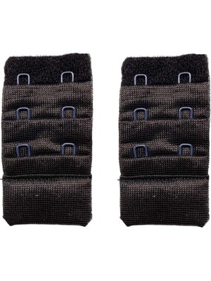 ModaSize 2 Adet Agraf Sütyen Uzatma Kopçası 3 Sıra / 2 Kanca Siyah