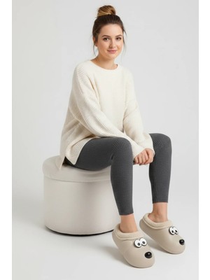 Gezer Kadın Kışlık Ev Bahçe ve Islak Zemine Uygun Eva Içi Peluşlu Ev Botu