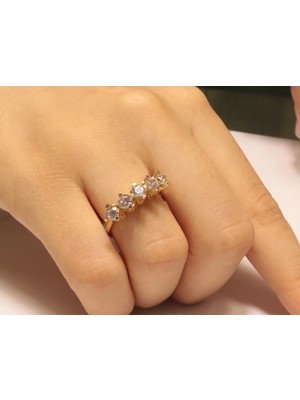 HAKAN GÜLER KUYUMCULUK Altın Beş Taş Yüzük (3 Gram )(24506)