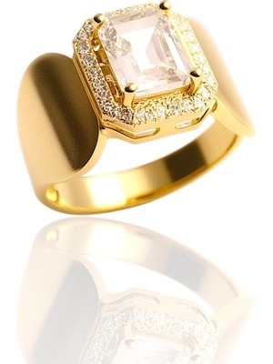 HAKAN GÜLER KUYUMCULUK 14 Ayar Altın Baget Taşlı Yüzük – Zarafetin IŞILTISI(24250)