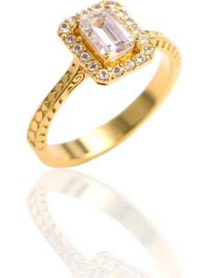 HAKAN GÜLER KUYUMCULUK 14 Ayar Altın Baget Taşlı Yüzük - 3,00 GRAM(24231)