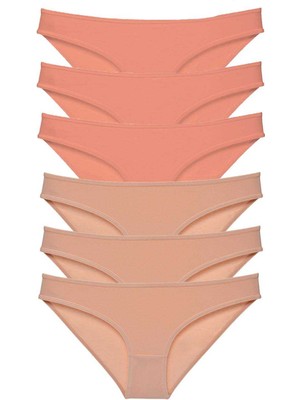 ModaSize 6 Adet Süper Eko Set Likralı Kadın Slip Külot Pudra Ten