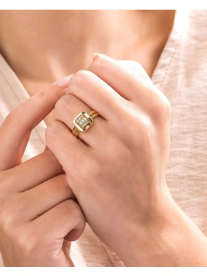 HAKAN GÜLER KUYUMCULUK 14 Ayar Altın Ajda Model Baget Taşlı Yüzük