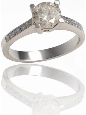 HAKAN GÜLER KUYUMCULUK 8 Ayar Beyaz Altın Tektaş YÜZÜK(8TY00-20)