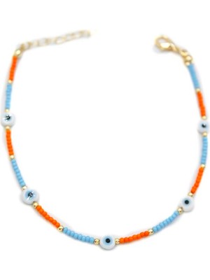 ModaSize Nazar Boncuklu Halhal - Beyaz