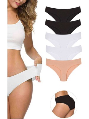 ModaSize 5 Adet Kadın Dikişsiz Lazer Kesim Esnek Iz Yapmayan Külot S4