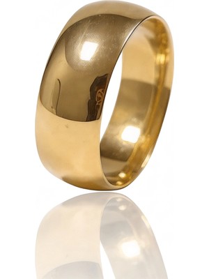 HAKAN GÜLER KUYUMCULUK  14 Ayar Altın Düz Bombeli Alyans – 8 mm