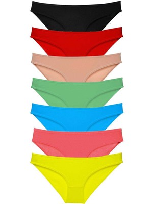 ModaSize 7 Adet Süper Eko Set Likralı Kadın Slip Külot Çok Renkli