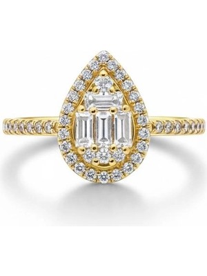 HAKAN GÜLER KUYUMCULUK  Altın Damla Baget Taşlı Yüzük