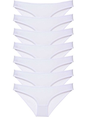 ModaSize 7 Adet Süper Eko Set Likralı Kadın Slip Külot Beyaz