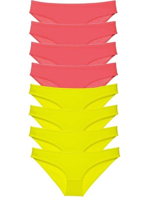 ModaSize 8 Adet Süper Eko Set Likralı Kadın Slip Külot Sarı Fuşya
