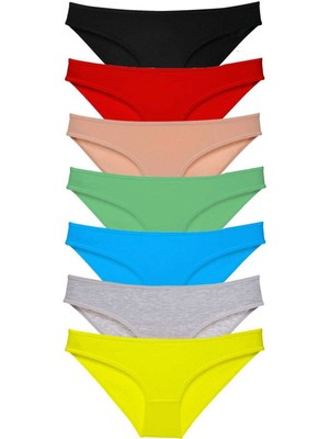 ModaSize 7 Adet Süper Eko Set Likralı Kadın Slip Külot Çok Renkli