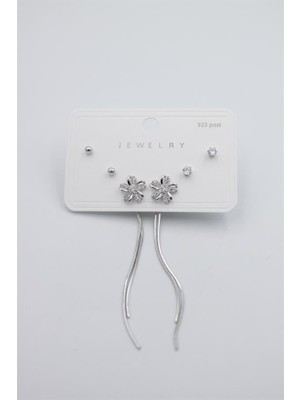 ModaSize Çoklu Set Küpe - Gümüş