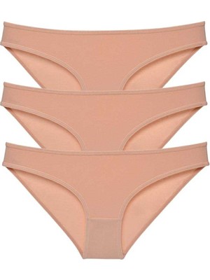 ModaSize 3 Adet Süper Eko Set Likralı Kadın Slip Külot Ten