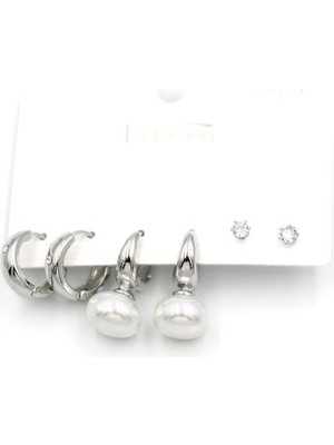 ModaSize Çoklu Incili Küpe - Gümüş