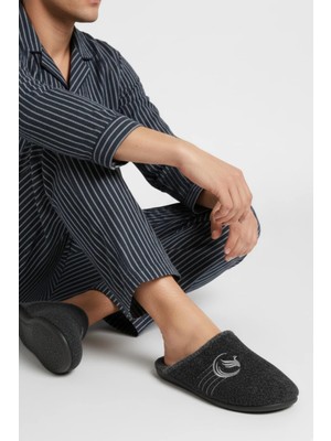 Gezer 14627 Erkek Kışlık Çıkarılabilir Keçe Taban Ev Halı Terliği