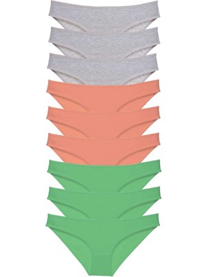 ModaSize 9 Adet Süper Eko Set Likralı Kadın Slip Külot Gri Pudra Yeşil