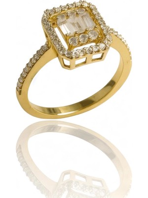 HAKAN GÜLER KUYUMCULUK 14 Ayar Altın Baget Taşlı Yüzük( 14BY00-5)