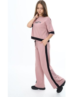 Pantulux Kız Çocuk %100 Pamuk Oversize Yarım Kol Alt-Üst Eşofman TAKIM-EŞT-2017