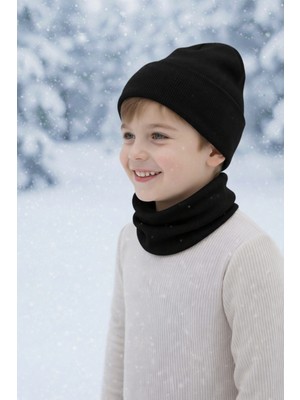 Nobrand Bere + Boyunluk Set Unisex Çift Kat Termal – Esnek – Terletmez – 3 Mevsim (4-15 Yaş)