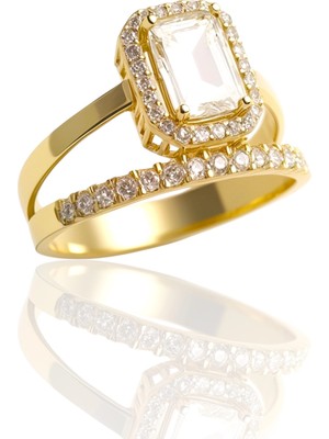 HAKAN GÜLER KUYUMCULUK 14 Ayar Altın Baget Taşlı Yüzük – 2,70 GRAM(24234)