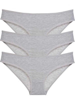 ModaSize 3 Adet Süper Eko Set Likralı Kadın Slip Külot Gri