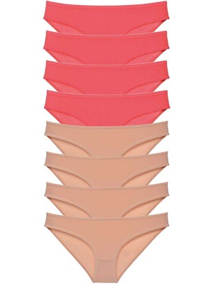 ModaSize 8 Adet Süper Eko Set Likralı Kadın Slip Külot Fuşya Ten
