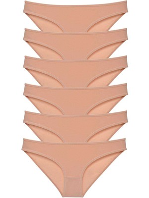 ModaSize 6 Adet Süper Eko Set Likralı Kadın Slip Külot Ten