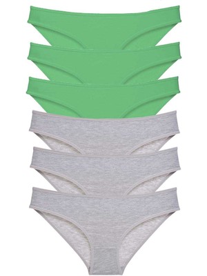 ModaSize 6 Adet Süper Eko Set Likralı Kadın Slip Külot Yeşil Gri