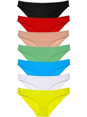 ModaSize 7 Adet Süper Eko Set Likralı Kadın Slip Külot Çok Renkli