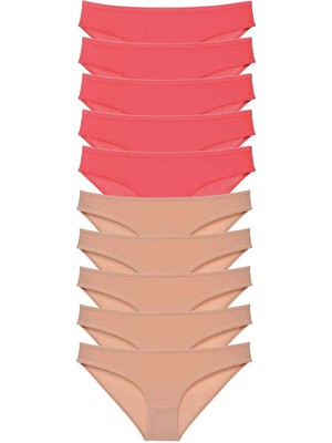 ModaSize 10 Adet Süper Eko Set Likralı Kadın Slip Külot Fuşya Ten