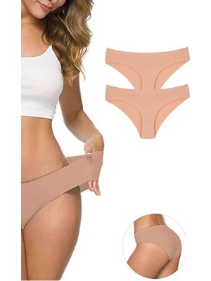 ModaSize 2 Adet Kadın Dikişsiz Lazer Kesim Esnek Iz Yapmayan Külot Ten