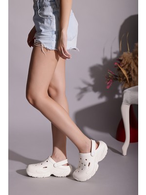 Ermin Unisex Sandalet Terlik Beyaz Ortopedik Kaydırmaz Yüksek Taban Günlük Hastane Deniz Havuz Terliği