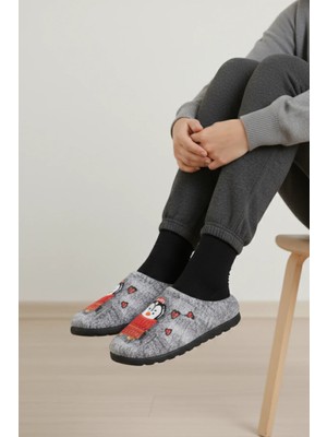 Gezer Kışlık Penguen Desenli Rahat Taban Günlük Kadın Ev-Halı Terliği