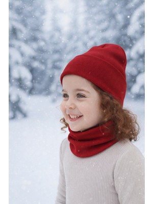 Nobrand Bere + Boyunluk Set Unisex Çift Kat Termal – Esnek – Terletmez – 3 Mevsim (4-15 Yaş)