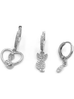 ModaSize 3'lü Halka Küpe - Gümüş