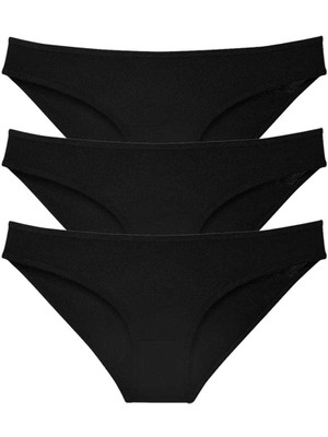 ModaSize 3 Adet Süper Eko Set Likralı Kadın Slip Külot Siyah