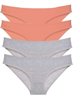 ModaSize 4 Adet Süper Eko Set Likralı Kadın Slip Külot Pudra Gri