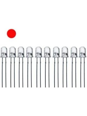 Voltaj 5mm Şeffaf Kırmızı LED Paketi - 10 Adet