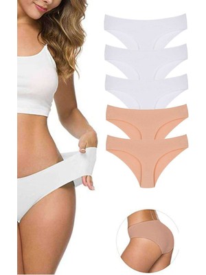 ModaSize 5 Adet Kadın Dikişsiz Lazer Kesim Esnek Iz Yapmayan Külot S3