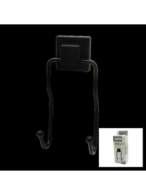 Go İthalat Siyah - 2li Metal Sarkık Askı Kare Güçlü Yapışkanlı 8X9X19CM (5468)