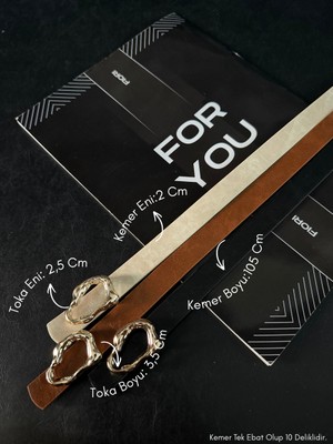 Fiori 3'lü Tasarım Çubuk Toka Ince Kadın Kemeri, Ceket Kemeri, Gömlek Kemeri, Elbise Kemeri