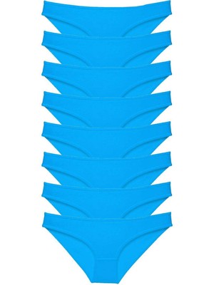 ModaSize 8 Adet Süper Eko Set Likralı Kadın Slip Külot Mavi