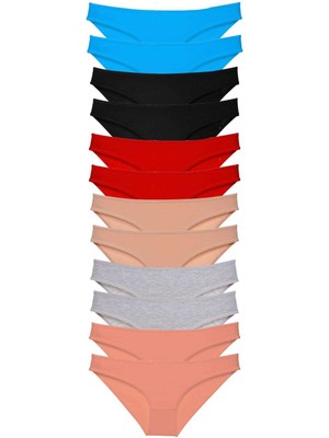 ModaSize 12 Adet Eko Set Likralı Kadın Slip Külot Çok Renkli 1