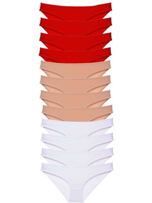 ModaSize 12 Adet Süper Eko Set Likralı Kadın Slip Külot 508